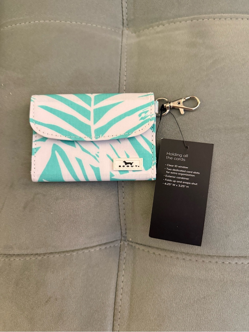 Scout Street Cred Card Holder in Turquoise Palm Print - Picture 3 of 3